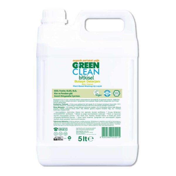 Green Clean Bitkisel Portakal Yağlı Sıvı Bulaşık Deterjanı 5000 ML