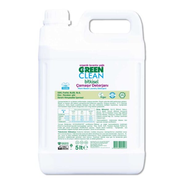 Green Clean Lavanta Yağlı Bitkisel Sıvı Çamaşır Deterjanı 5 LT
